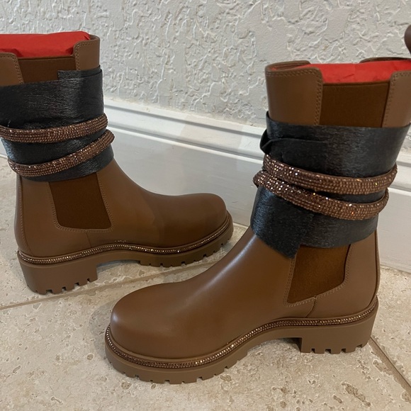 Rene Caovilla Cleo Crystal leather Chelsea boots - Picture 1 of 4